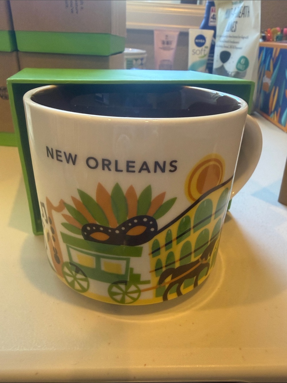 Starbucks you are here 2012 New Orleans Ceramic City Mug - Green & White